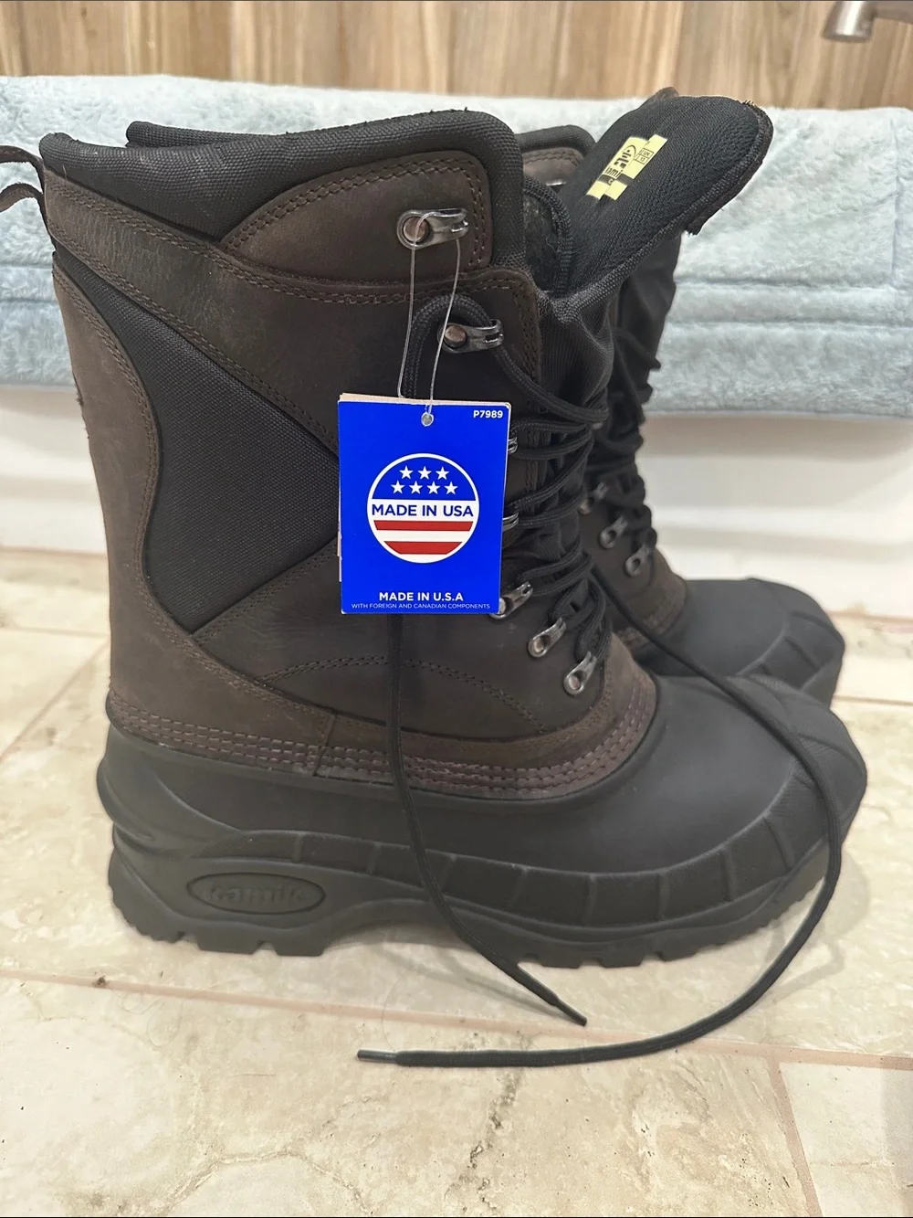 Kamik Men's Cody Dark Brown and Black Waterproof Winter Boots